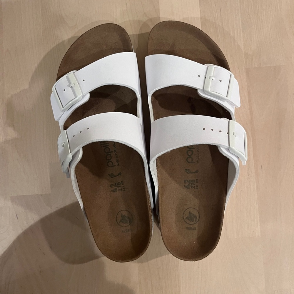 Papillio by Birkenstock Flex Platform Two Strap Sandals in White, Size 42 Narrow